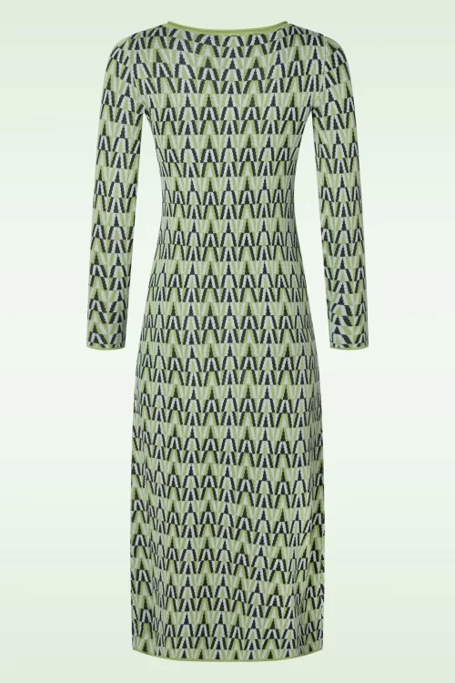 Surkana Chloe gebreide jacquard midi jurk in groen