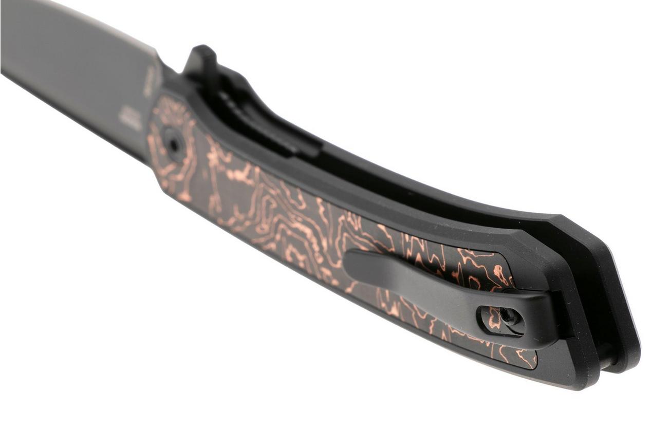 CRKT Q Compact 7077CF Black DLC CPM S35VN, Black DLC Aluminum, Carbon Fiber Inlay zakmes, Richard Rogers design