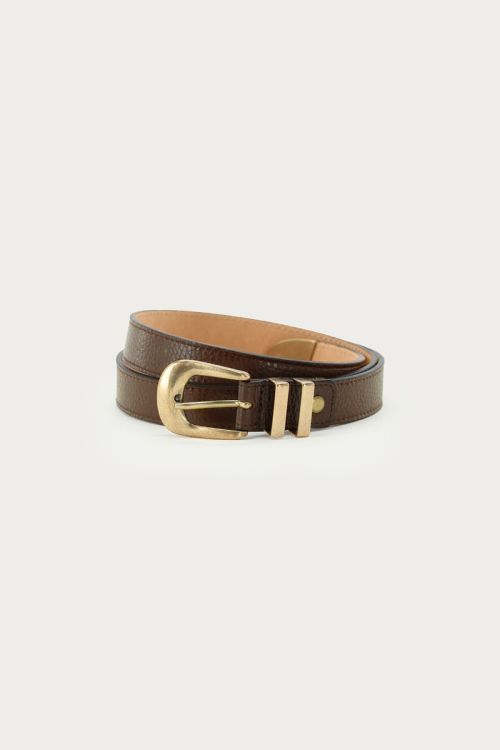 Donkerbruine leren riem