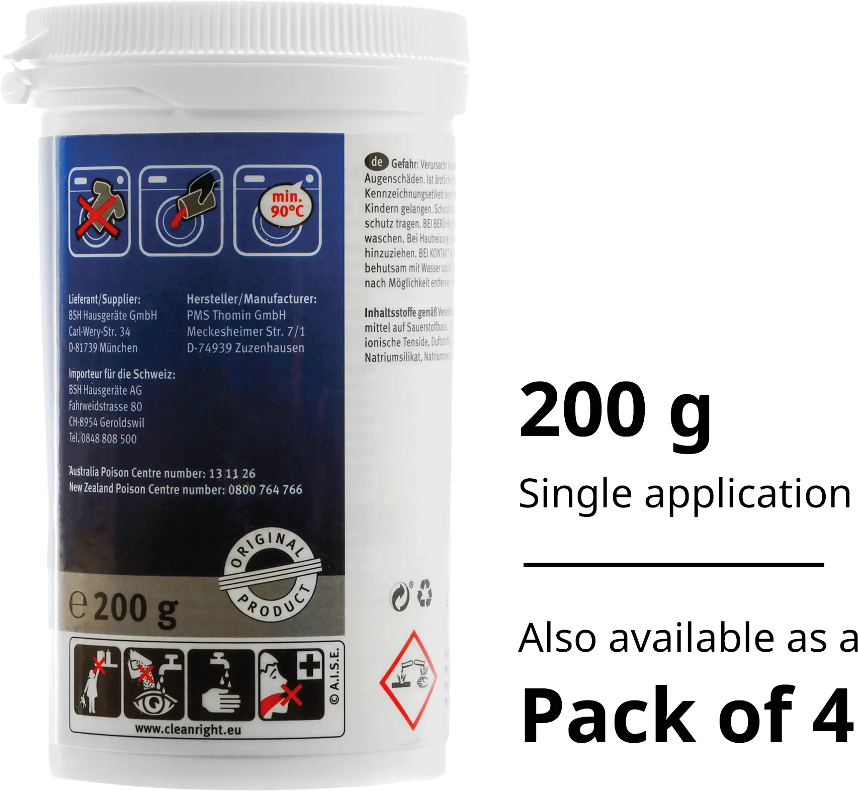 Reinigingsmiddel voor wasmachines - 200 gram - Poedervorm 00311925