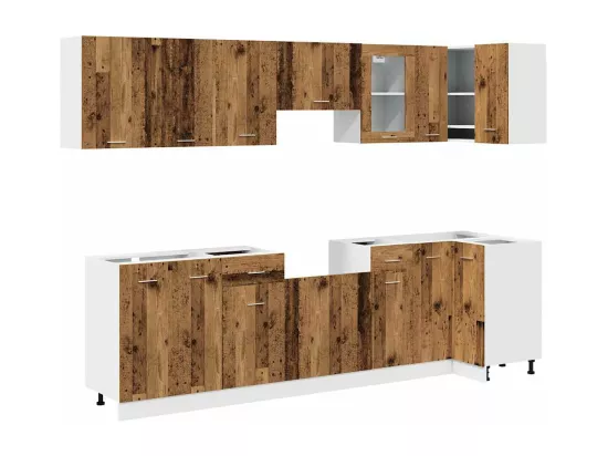 Ensemble d'armoires de cuisine 11 pcs vieux bois