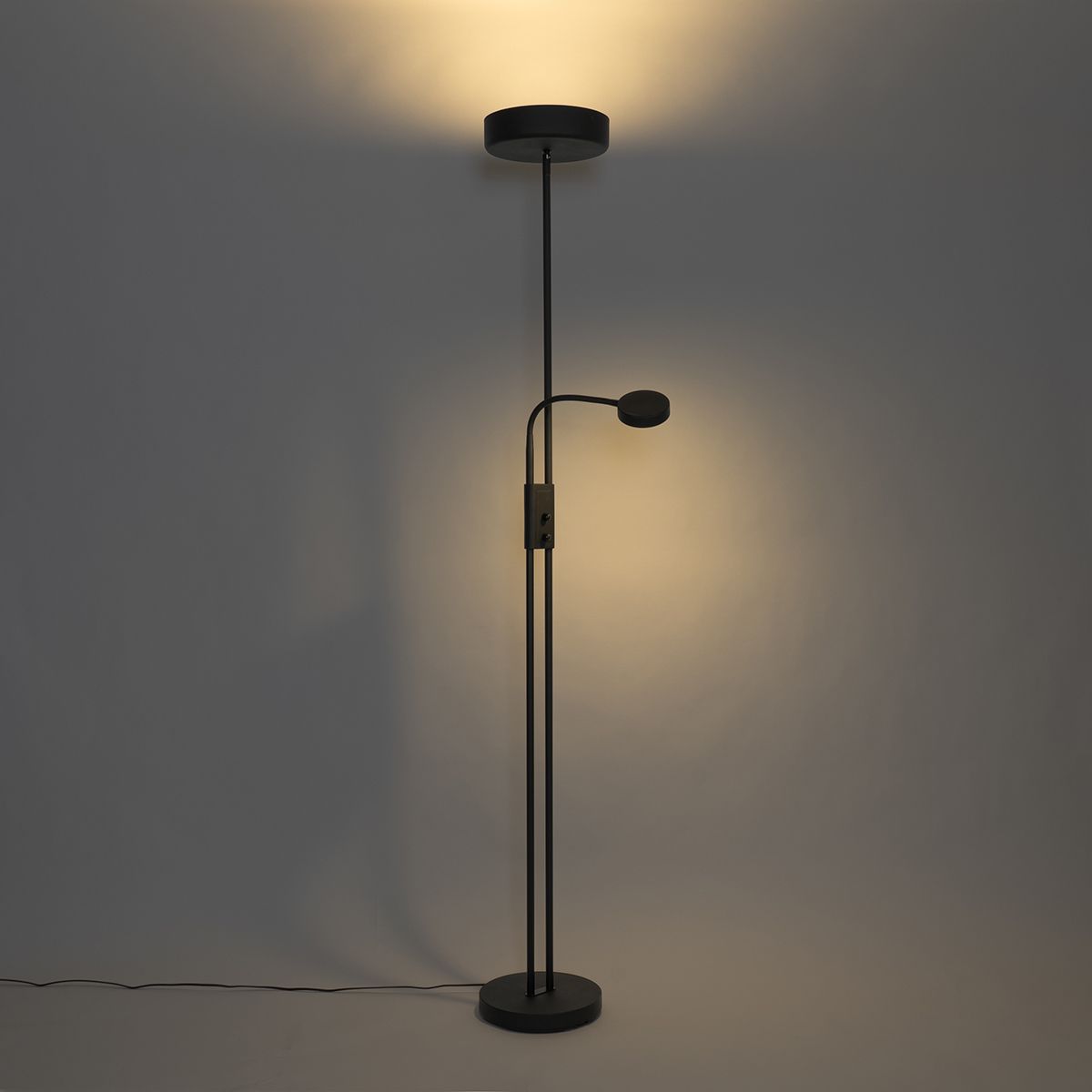 Vloerlamp zwart incl. LED en dimmer met leeslamp - Kelso