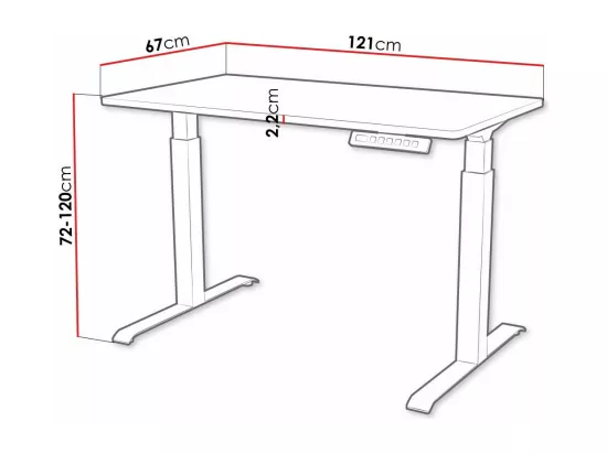 Table de travail réglable en hauteur Charlotte 194, Réglable en hauteur|Électrique, 72cm