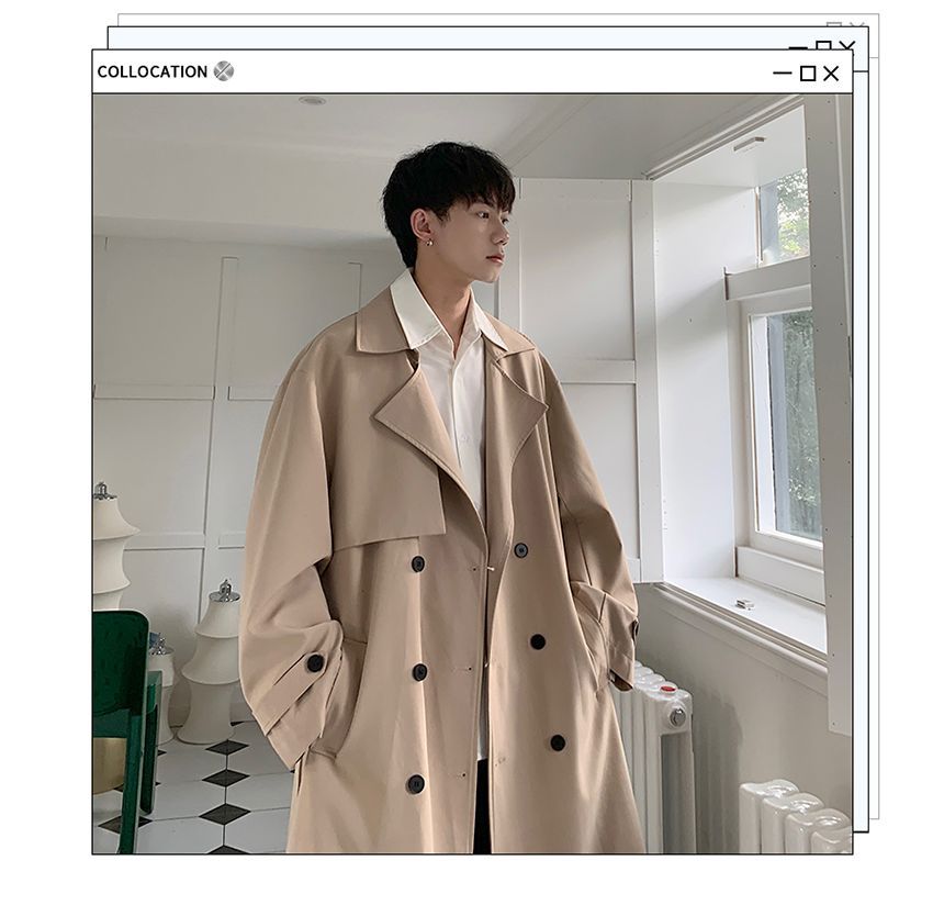 Orungeetun - Trenchcoat met lange mouwen en dubbele rij knopen