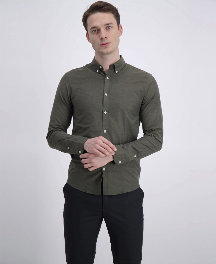 Lindbergh Yarn dyed oxford superflex shirt L/S Grøn