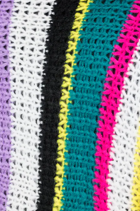 Strickjacke, Straight Fit, bunten Streifen, Ballonärmel, dunkles türkis