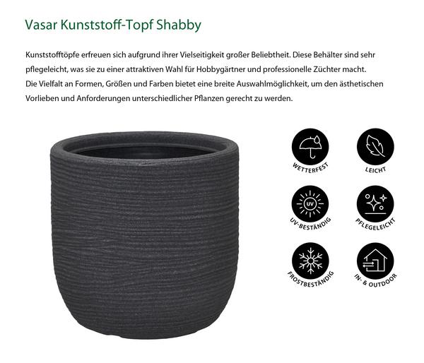 Vasar Kunststoff-Topf Shabby, rund, dunkelgrau