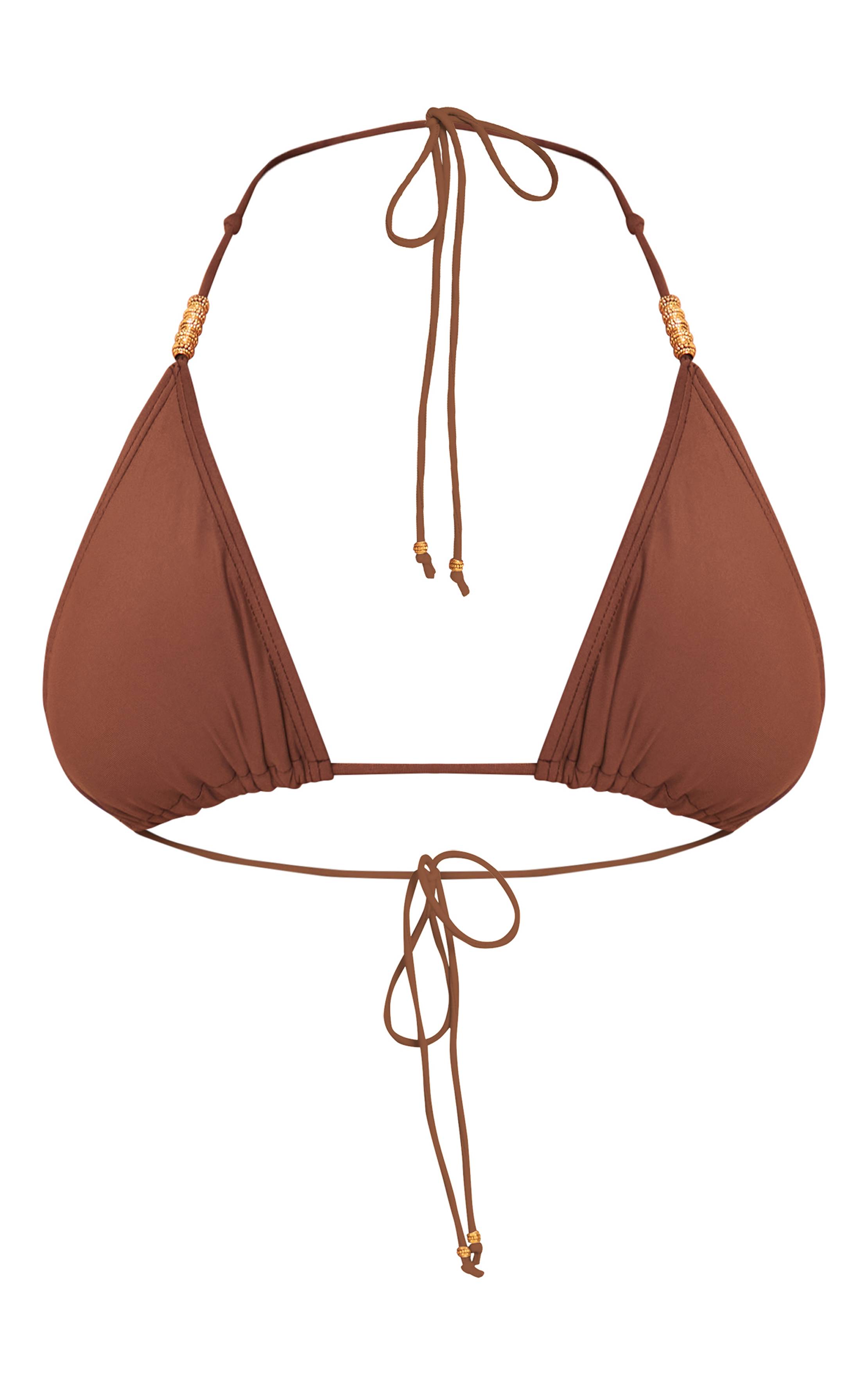 Chocolat Haut De Bikini Triangle À Perles Dorées Shape