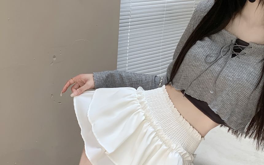 Moon City - Hoge taille, effen, geplooide mini-A-lijn rok