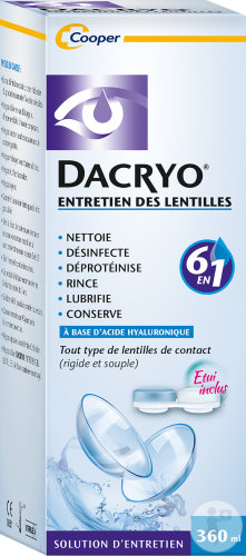 Dacryo Entretien Des Lentilles Solution D'Entretien 6en1 Tous Types De Lentilles 360ml