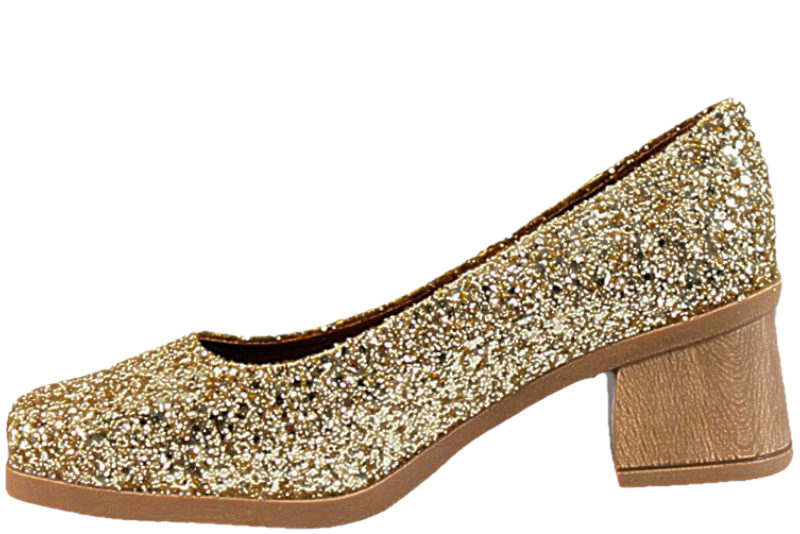 TIM & SIMONSEN FLORENCE PUMP GLITTER ORO GOLD PUMPS