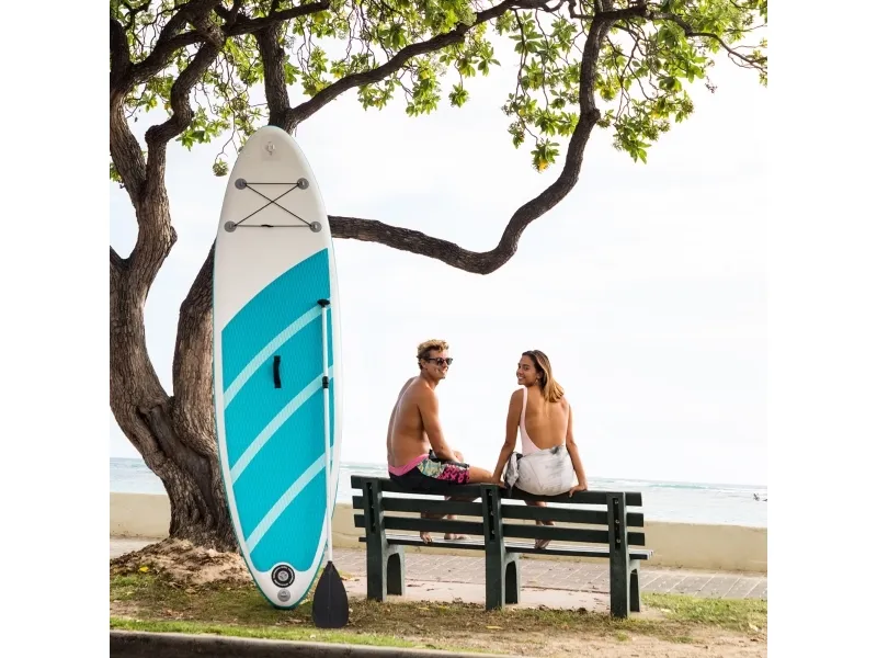 Intex Aqua Quest 320, Stående padelboard (SUP), Flad, Flad, Blå, Lyse Blå, Hvid, EVA (ethylenvinylacetat), Polyvinylchlorid (PVC), Aluminium
