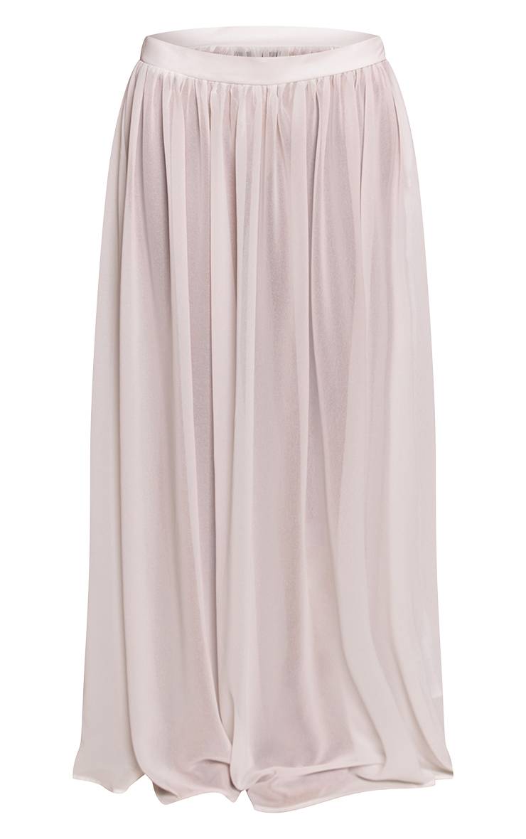 Blanc Jupe Longue Fluide En Mousseline Transparente À Taille Froncée Ensemble Coordonné