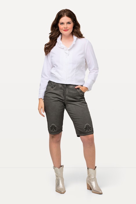 Trachten-Jeansbermuda Mandy, Used-Look, Stickerei