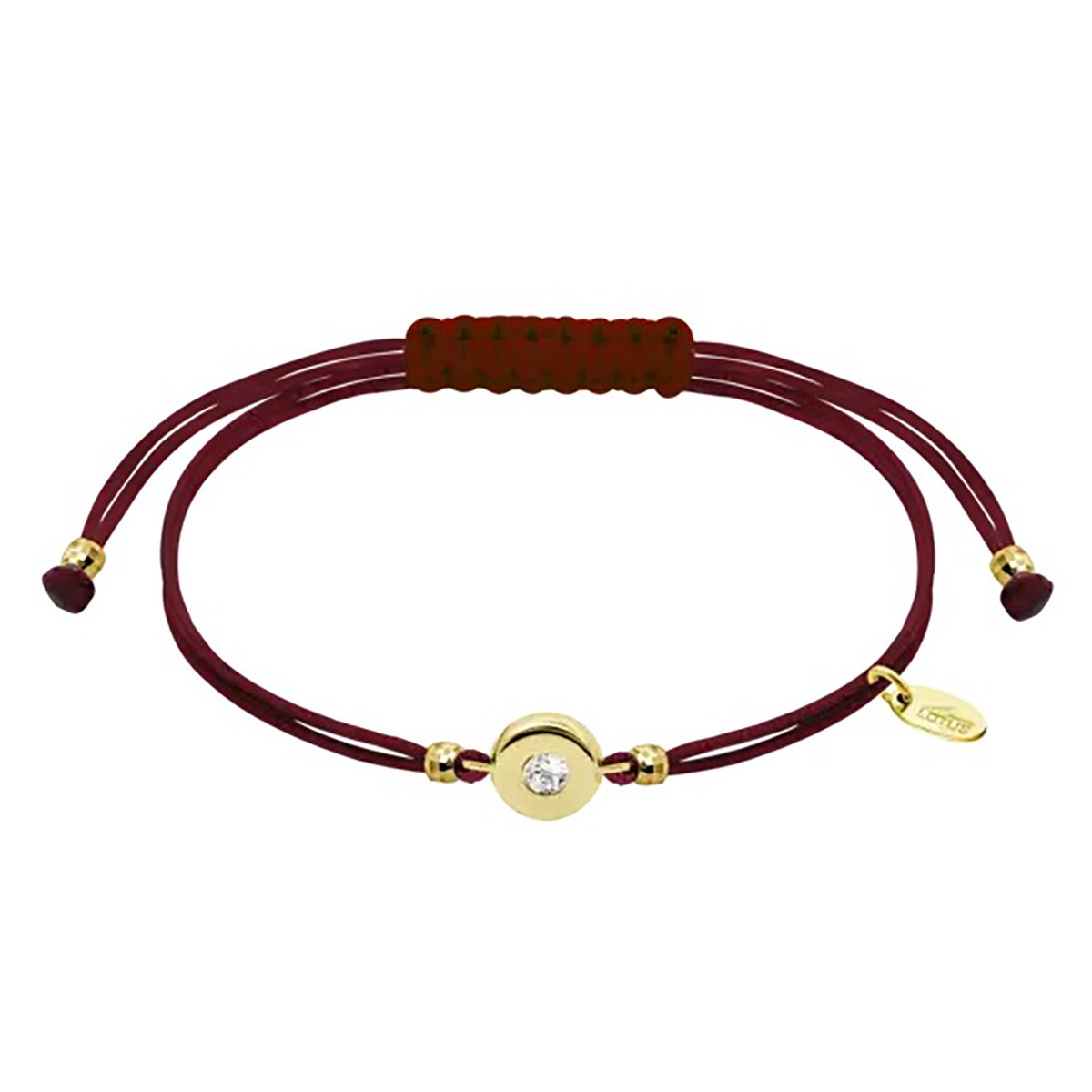Bracelet Lotus Silver cordon bordeaux oxyde