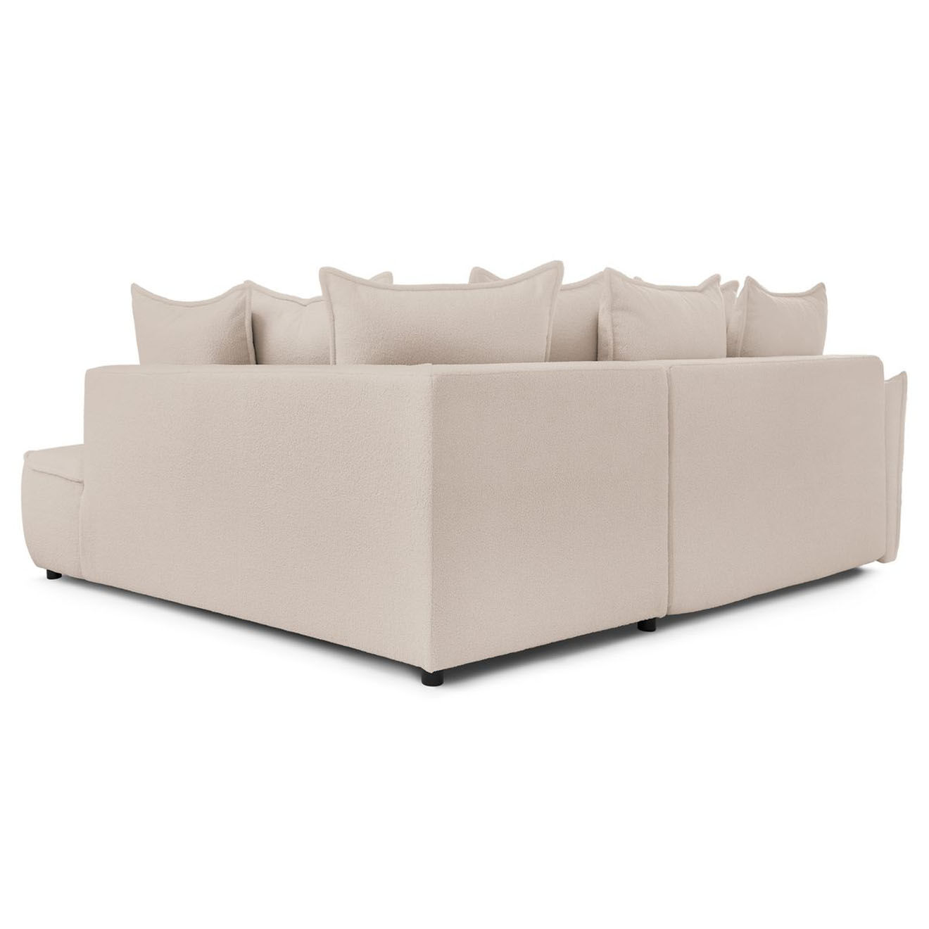 Bobochic Canapé d'angle L droit convertible bouclette Léon beige - 257x90x194 cm