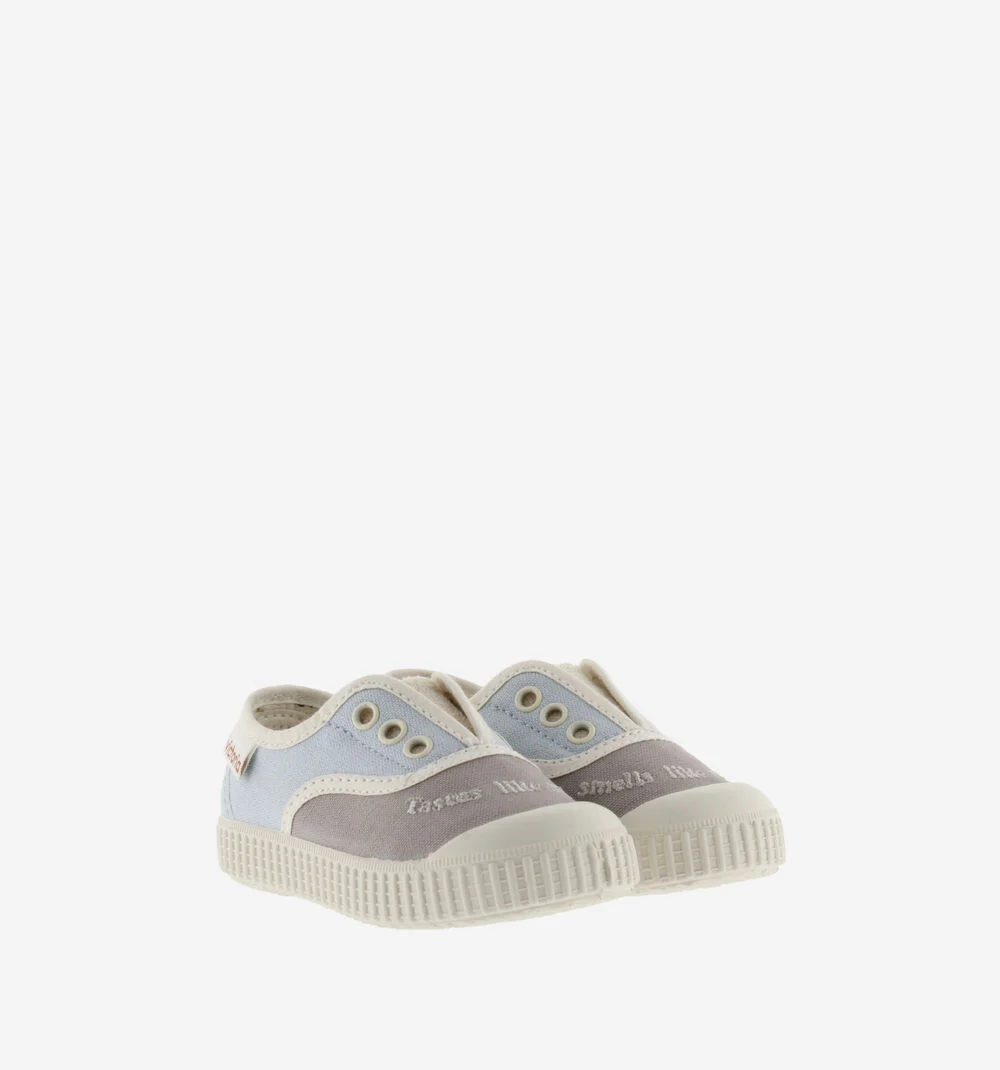 1915 ÉLASTIQUE TOILE BRODÉE Baskets fermeture élastique pour enfant AZUL