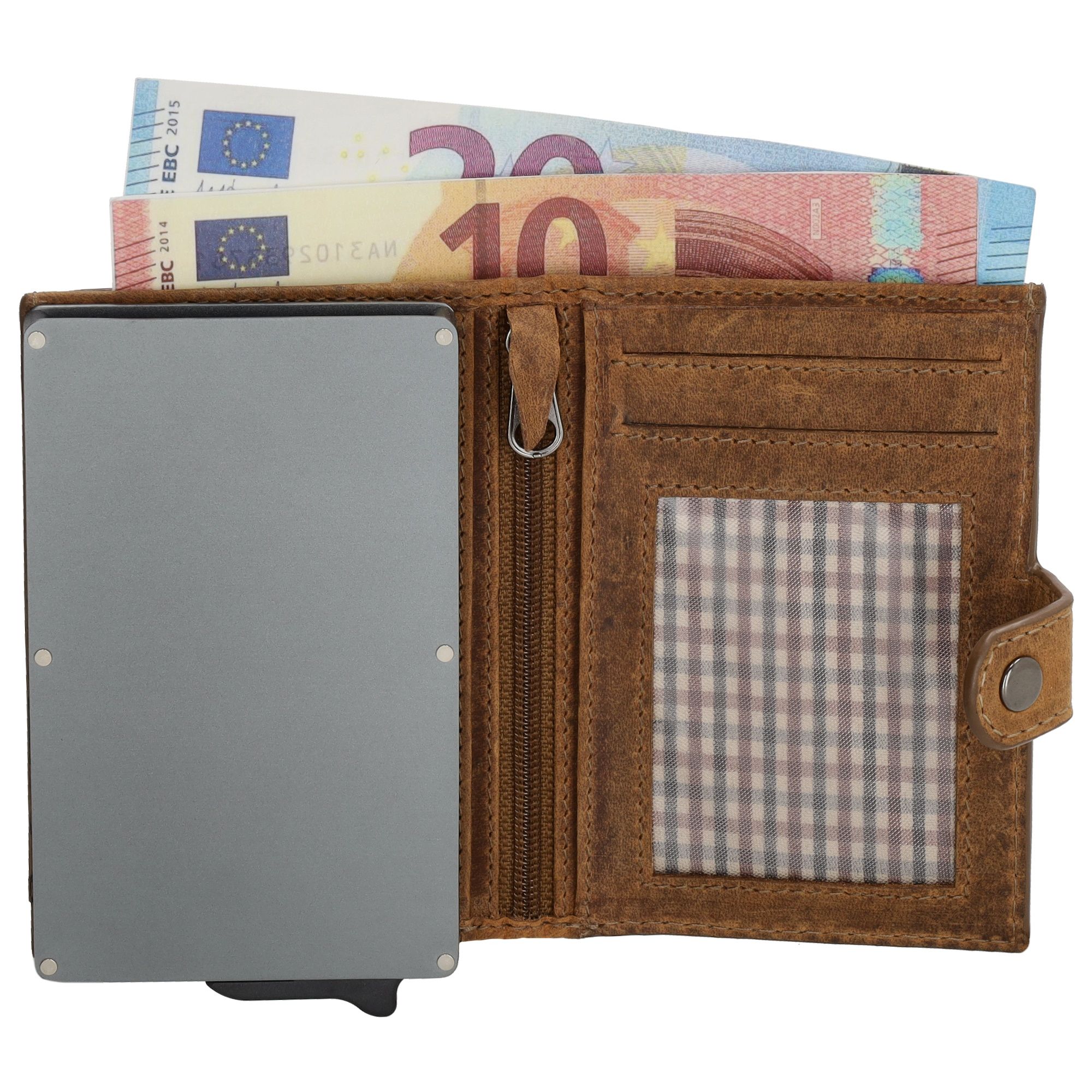 Hide & Stitches Idaho Safety Wallet S met AirTag Holder Bruin