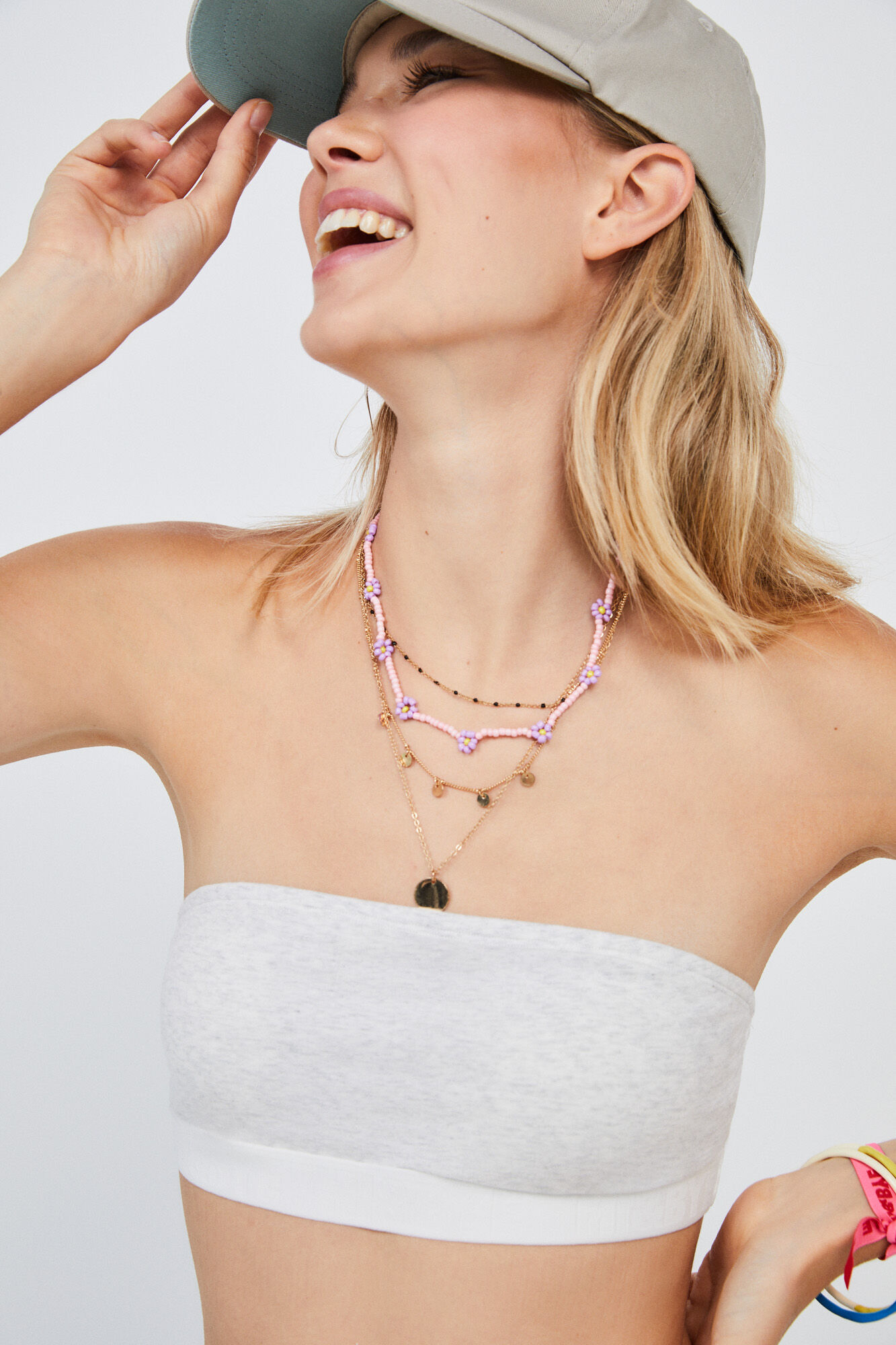 Top bandeau de algodão cinza