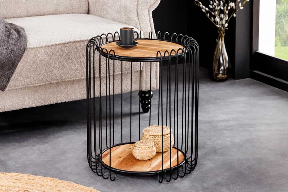 Industrial Beistelltisch TRUE ELEMENTS 50cm natur Akazie Massivholz