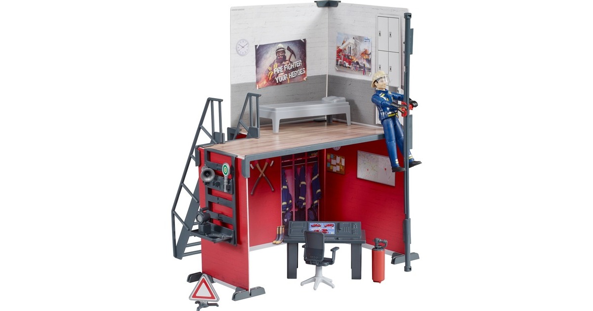 bruderBworld Brandweerkazerne met brandweerman 62702 Decors  (62702)