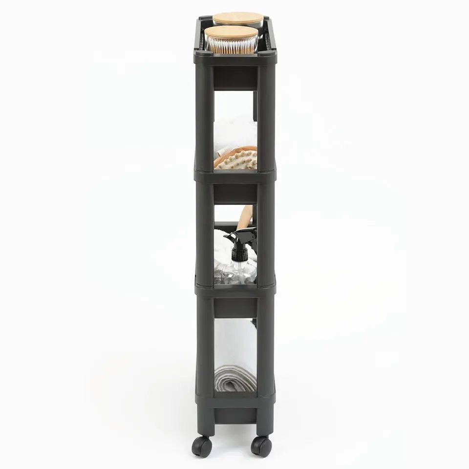 5Five Keuken/badkamer trolley 4 laags - 37 x 15 x 79 cm - zwart