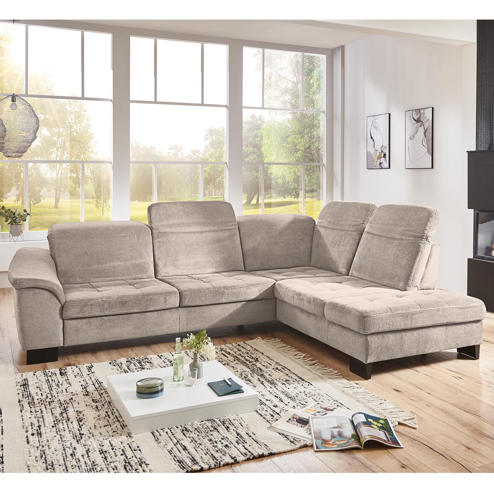 polsterpower Ecksofa - beige - Basismodell - Kombielement rechts