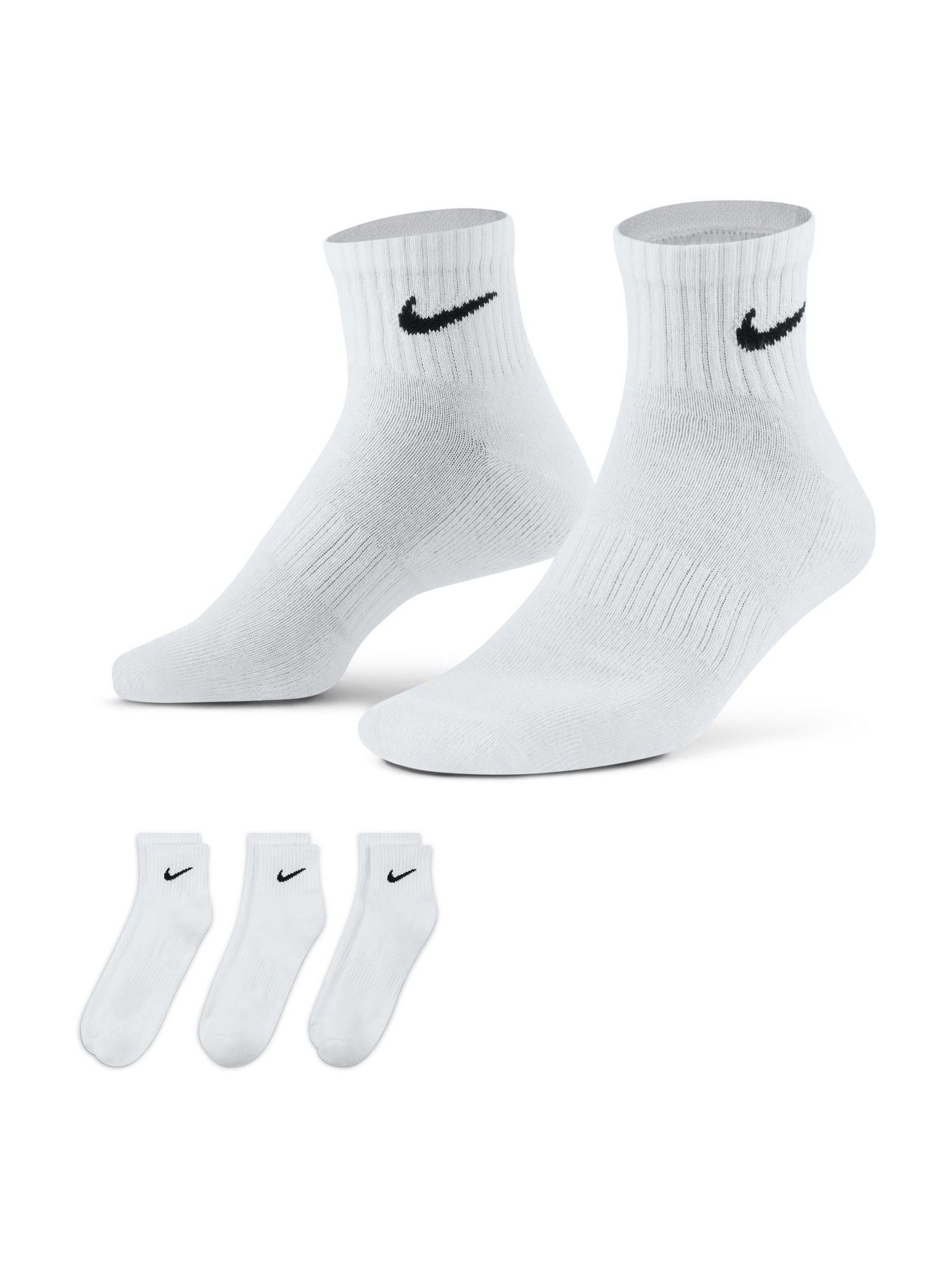 Wit - Enkel - Nike Everyday set van 3 paar verzachte sokken met boord