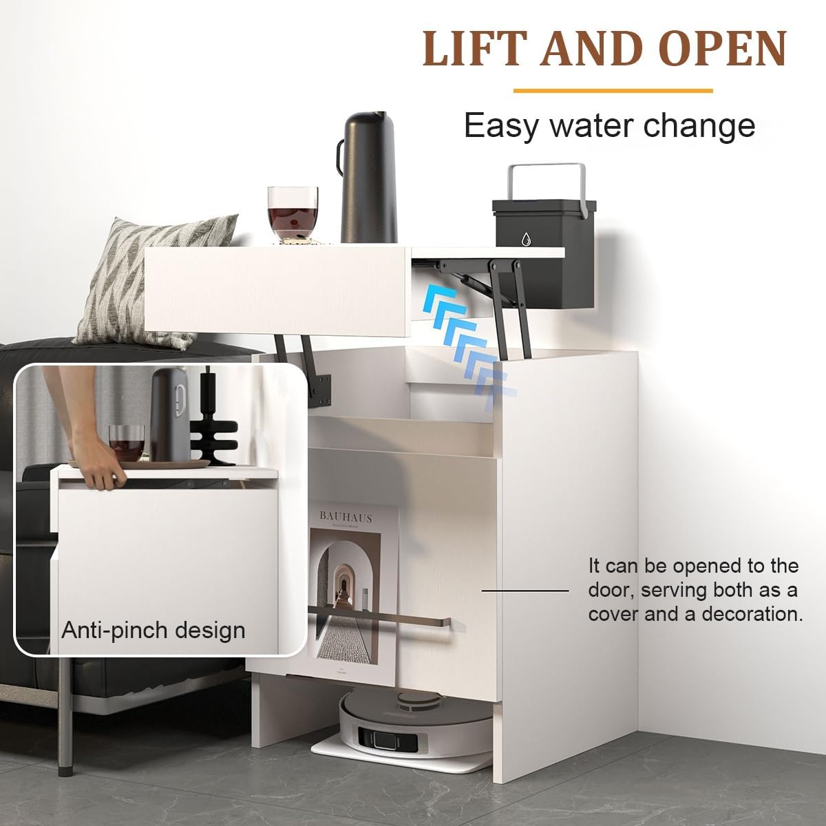 Versteckter Schrank Für Saugroboter, Aufbewahrungsschrank Staubsaugroboter Station Mit Tür, Einfacher Wasserwechsel Für Wohnzimmer/Schlafzimmer/Küche(Black)