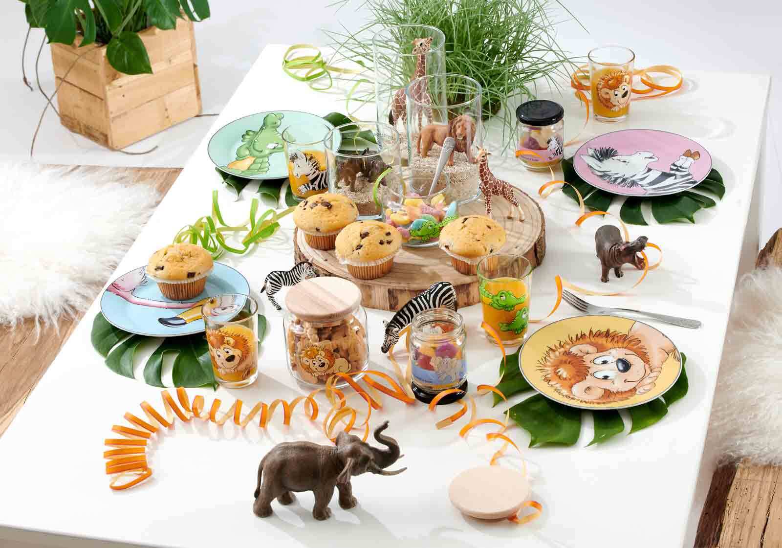 Ritzenhoff & Breker Geschirr-Set mit Kinderbecher Happy Zoo Löwe 7er Set