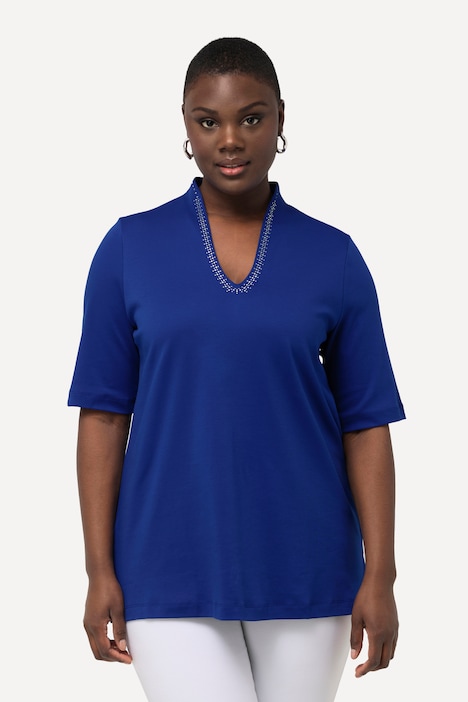 T-Shirt, Pima Cotton, A-Linie, Kelchkragen, Halbarm