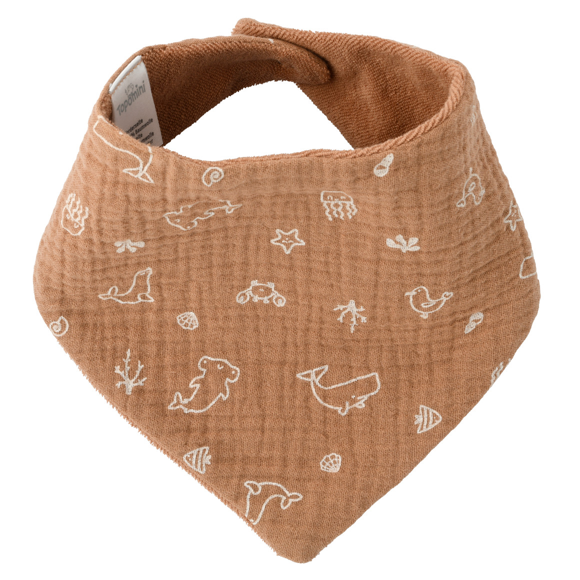 Topomini Baby Musselin-Bandana mit Frottee-Innenseite hellbraun