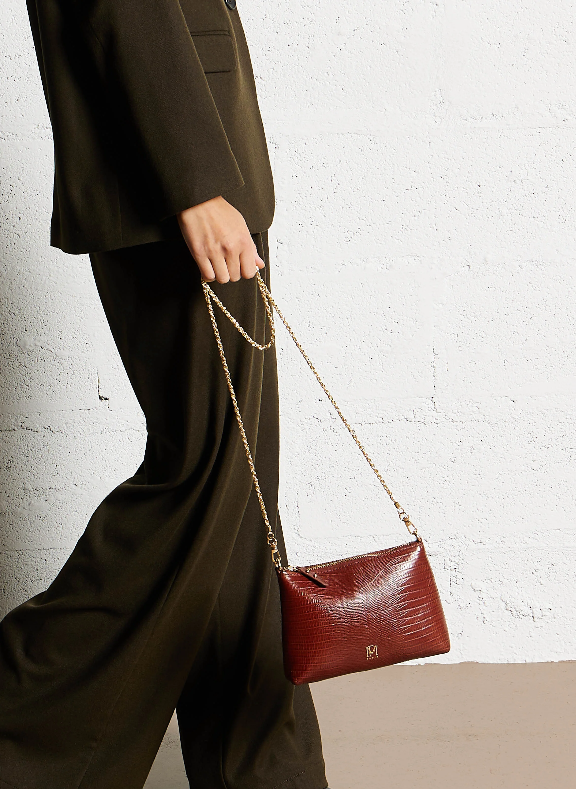 SERION - Sac pochette en cuir embossé serpent | Rouge