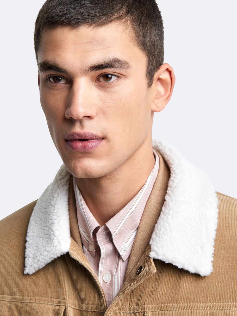 Blouson en velours côtelé col sherpa