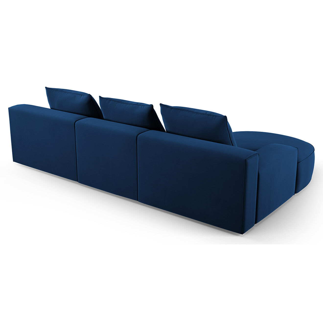 Mazzini Sofas Canapé d'angle gauche arrondi en velours Ivy 5 Places bleu roi - 285x180x89 cm