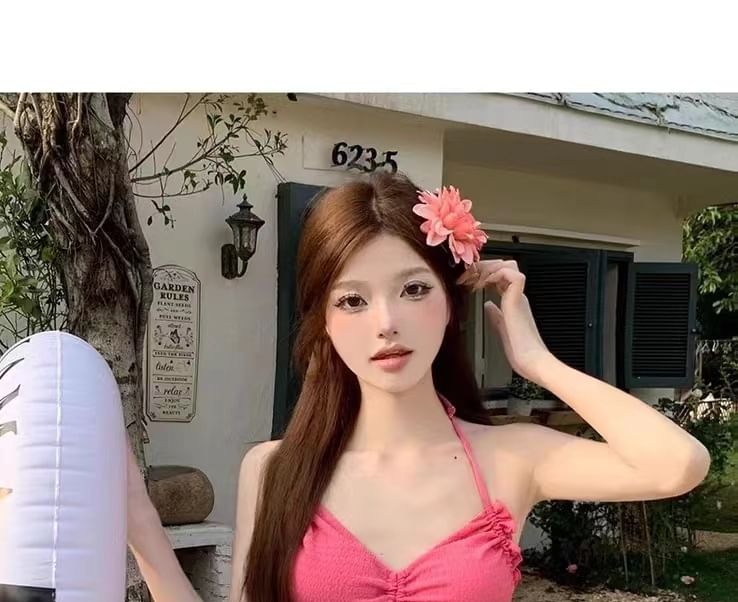 Oceanid - Set: Halter Tankini Top met Trekkoord + Zwemrok + Bikinibroekje