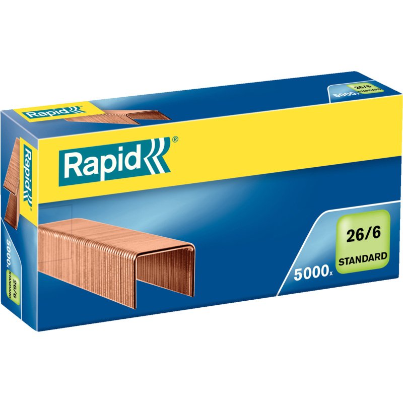 Agrafes Rapid 26/6 cuivrée - Boîte de 5000