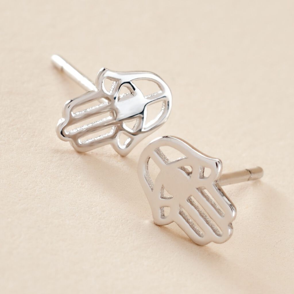 Boucles D'oreilles Puces Abby Argent Blanc