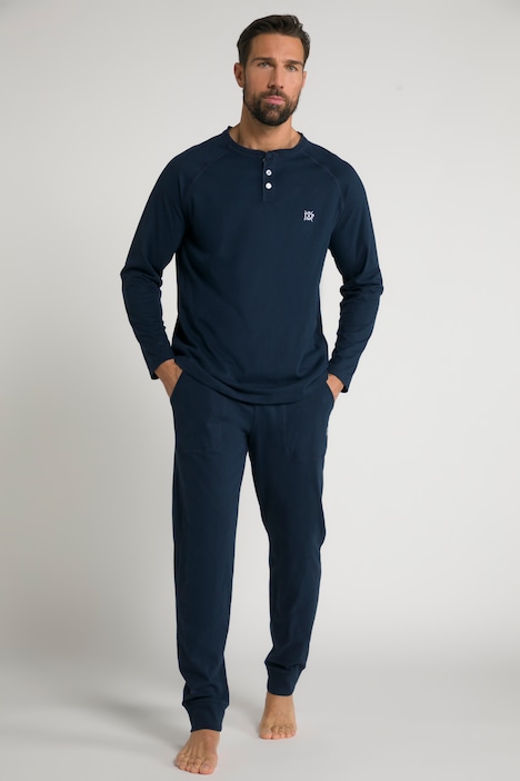 Schlafanzug, Henley, Langarm, lange Hose