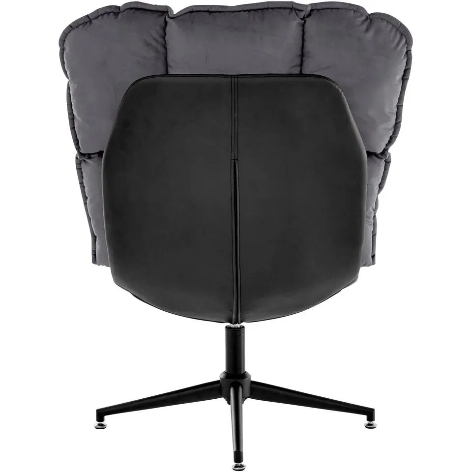 Pilou - Fauteuil met hocker in fluweel in antraciet