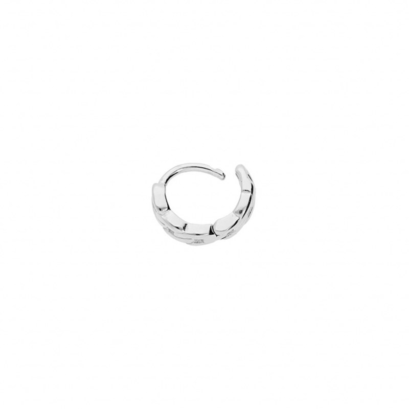 Boucles d'oreilles créoles femme grosses mailles 10mm - Acier gris