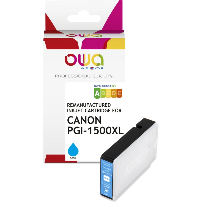 Cartouche d'encre remanufacturée OWA - haute capacité - Cyan - pour CANON PGI-1500 XLC