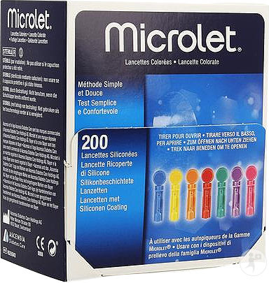 Bayer Microlet Lancettes Stérile Couleur 200 Pièces
