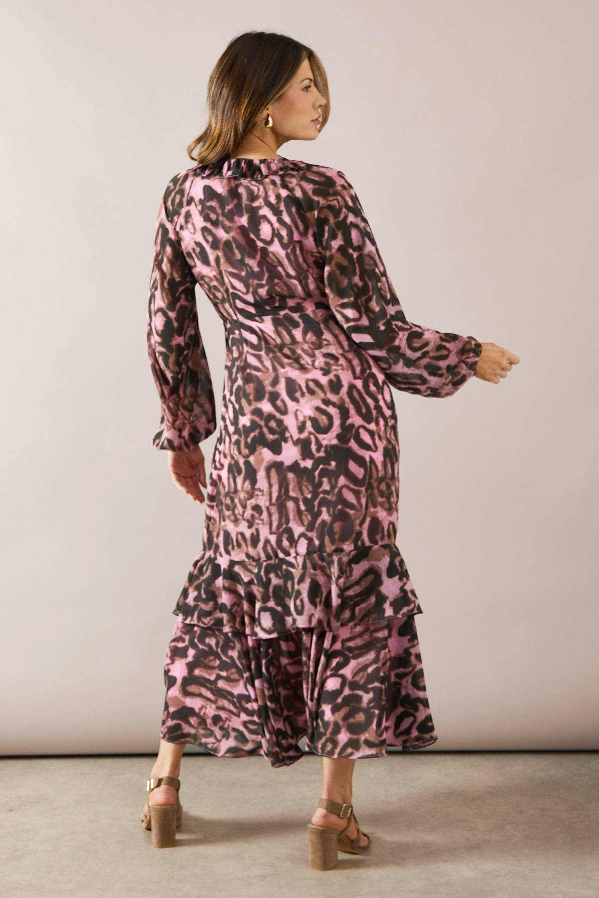 Wallis Robe Smock à Volants Étagés Motif Animal