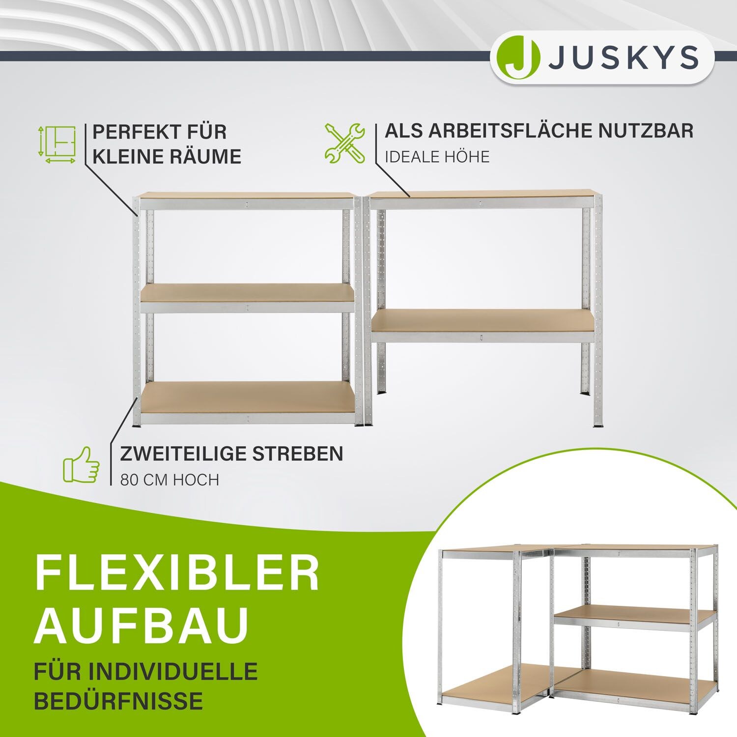 Juskys Lagerregal Basic 200x100x60 cm – Metall Schwerlastregal, 5 Böden, 875 kg, verzinkt