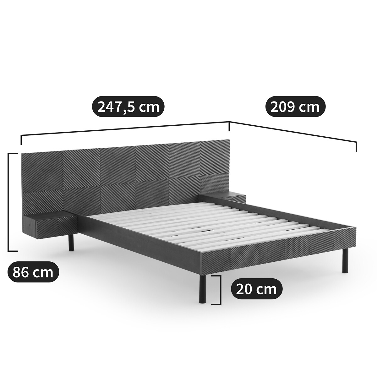 LA REDOUTE INTERIEURS<br>Cama com mesas de cabeceira e base embutidas, Jérem
