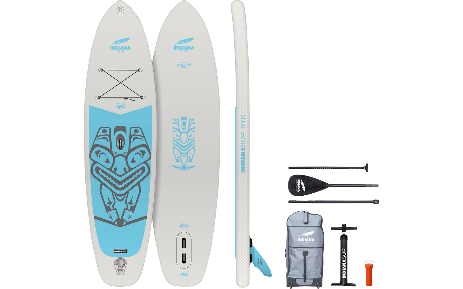 Indiana 11'6 Family Pack Stand Up Paddling-Board inkl. Paddel und Luftpumpe Blau