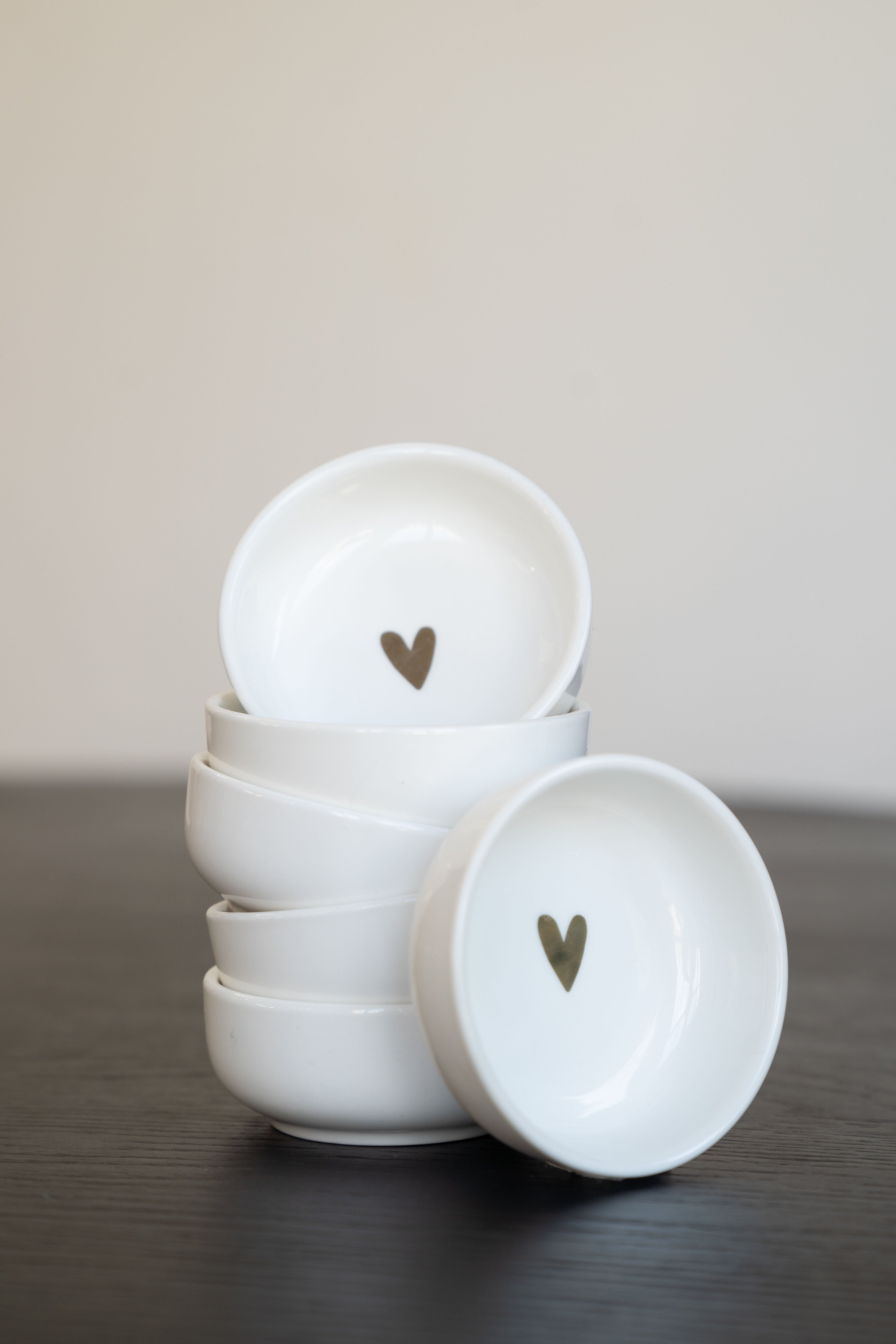 set van 6 dipschaaltjes goud hartje