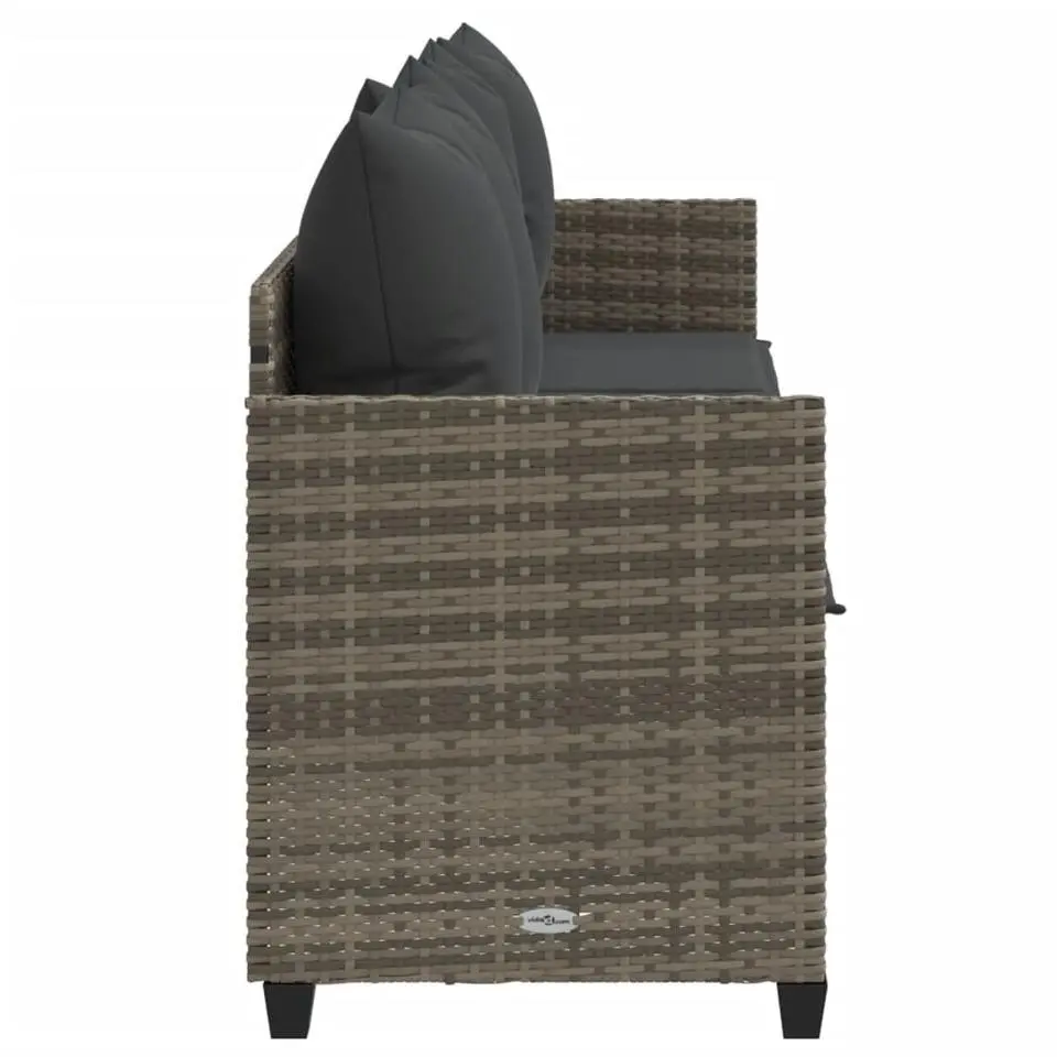 vidaXL - loungebank - Grijs - Poly rattan