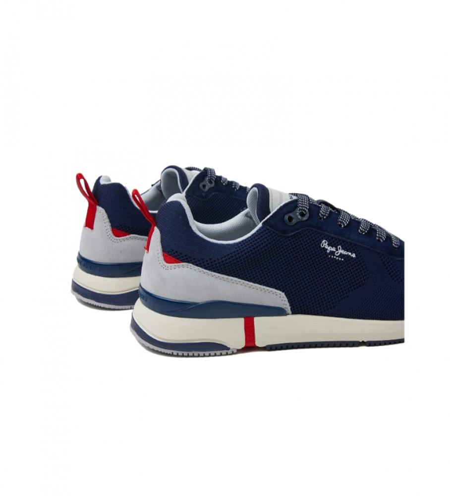 Tênis Pepe Jeans London Pro em couro combinado, cor azul marinho.
